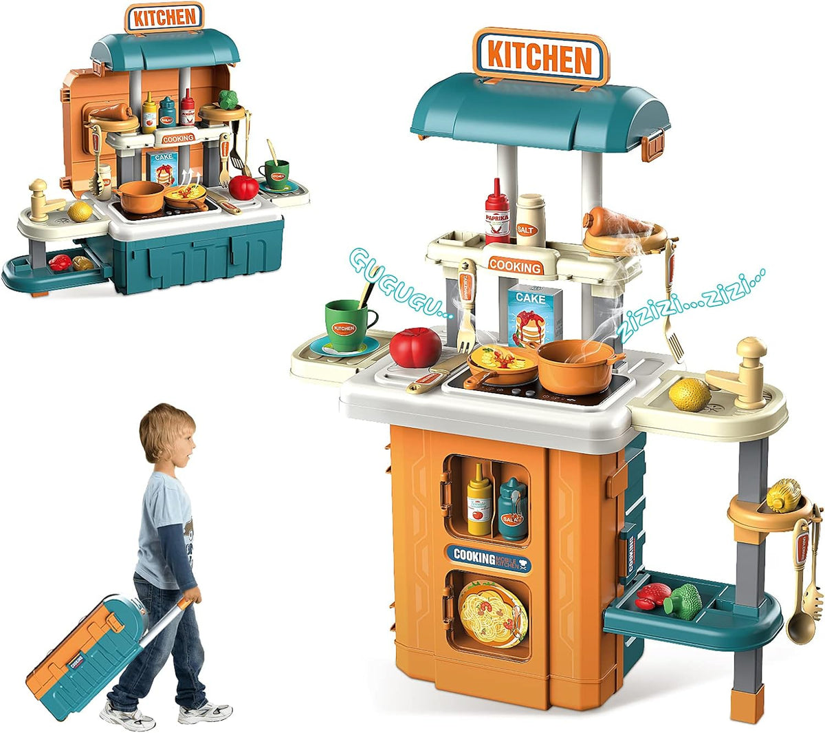 Green 49 PCS Kitchen Playset Travel Suitcase E9128