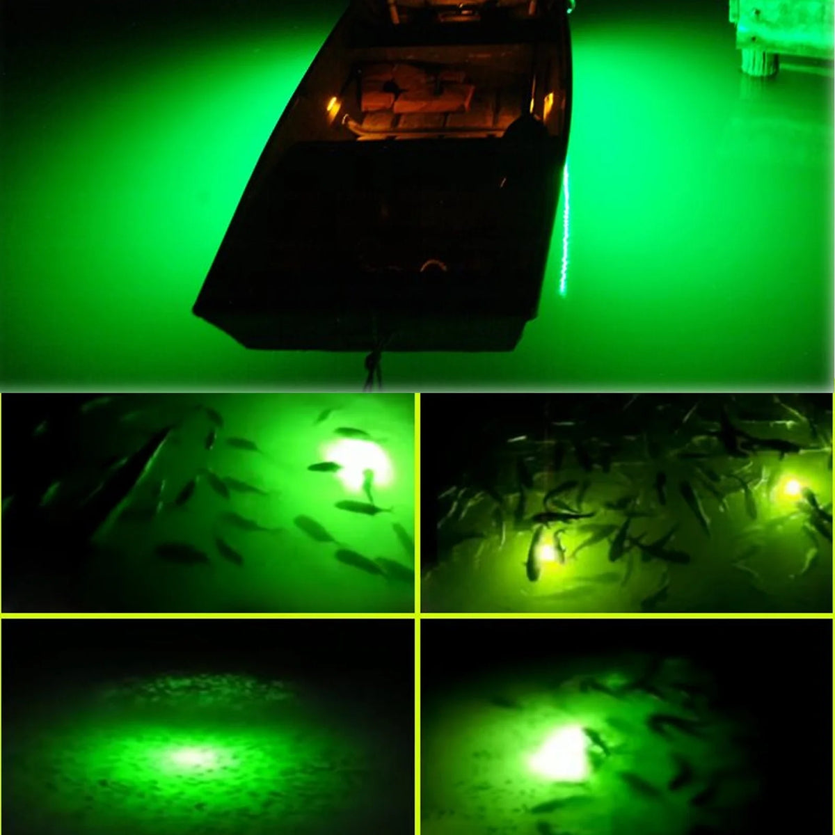 2Pcs Underwater Night Fishing Light, 12V 10.5W 120LED 1000 Lumen Green Submersible Fishing Light P2397