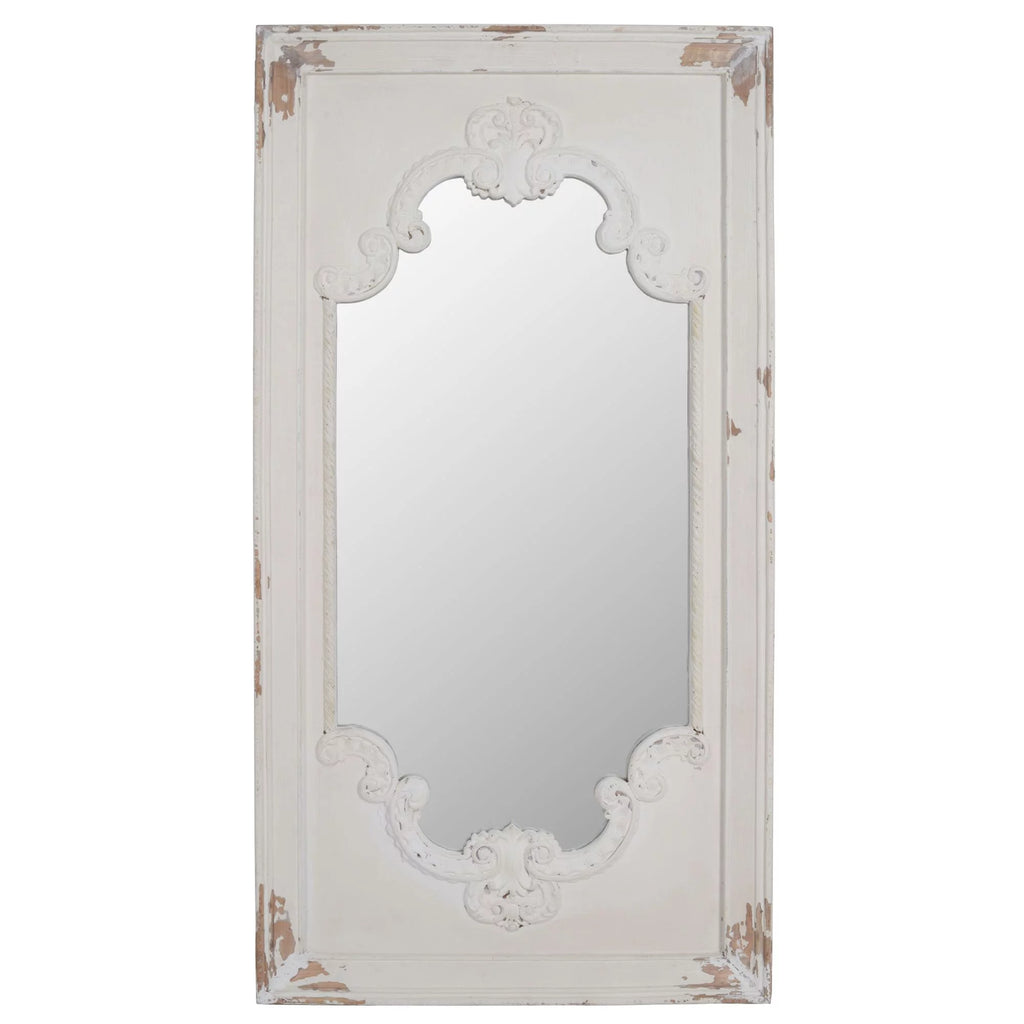 White Antique Style Large Rectangular Wall Mirror N268656