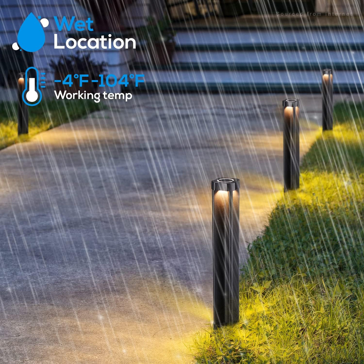 Black Die-Casted Aluminum Bollard Path Light, Pack of 6 I828340