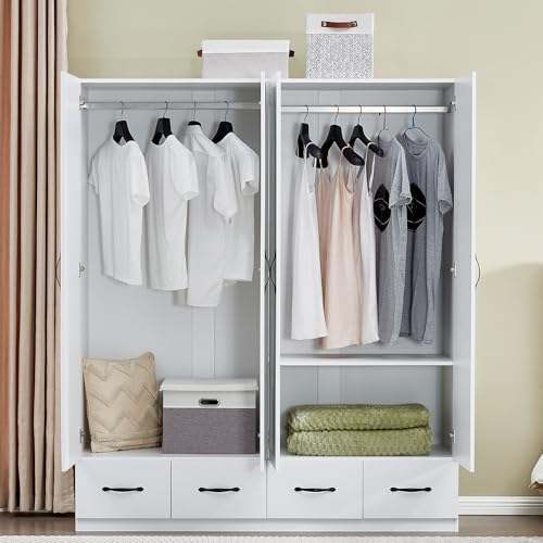 Gray Wooden Armoire Wardrobe with 3 Drawers B79210