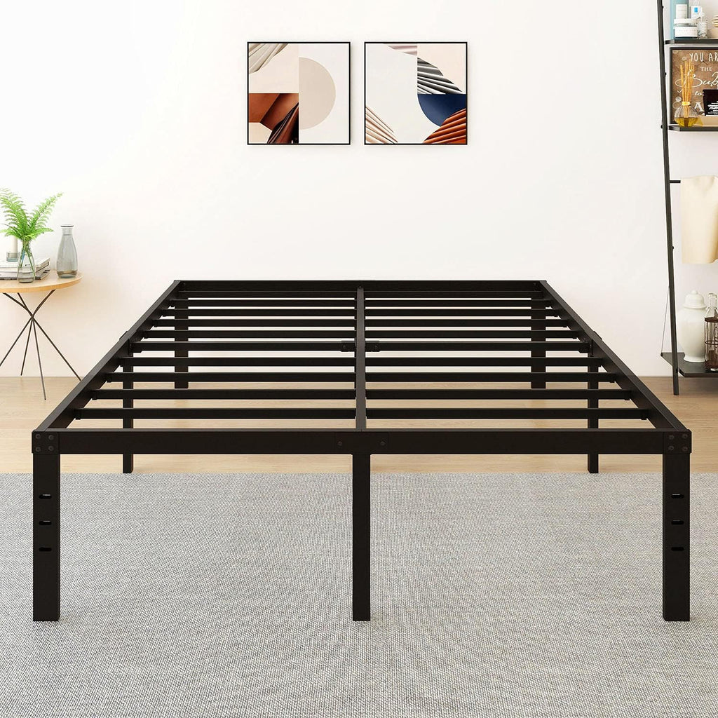 18 Inch Metal Platform Bed Frame Queen Black Y200