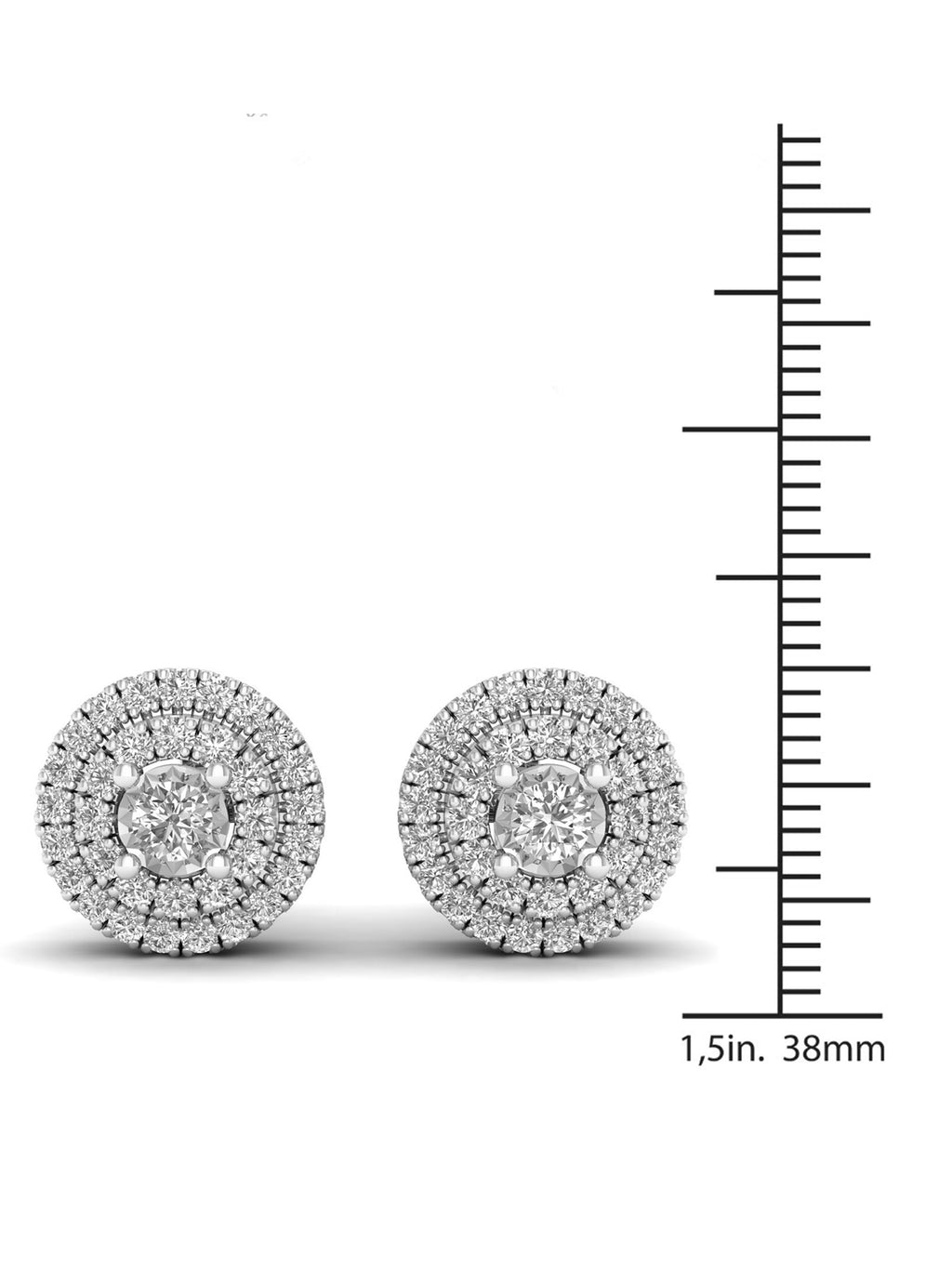 1/4ct TW Diamond Sterling Silver Double Halo Stud Earrings Y280