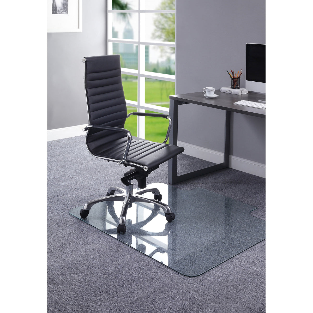 Clear Glass Chairmat with Lip Q8937