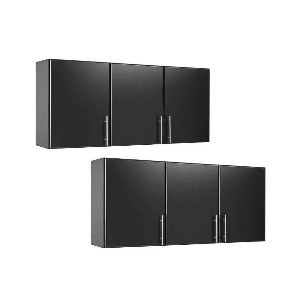 Black 2 Piece Wood Wall Cabinet Set with Adjustable Shelf R8755
