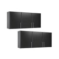 Black 2 Piece Wood Wall Cabinet Set with Adjustable Shelf R8755