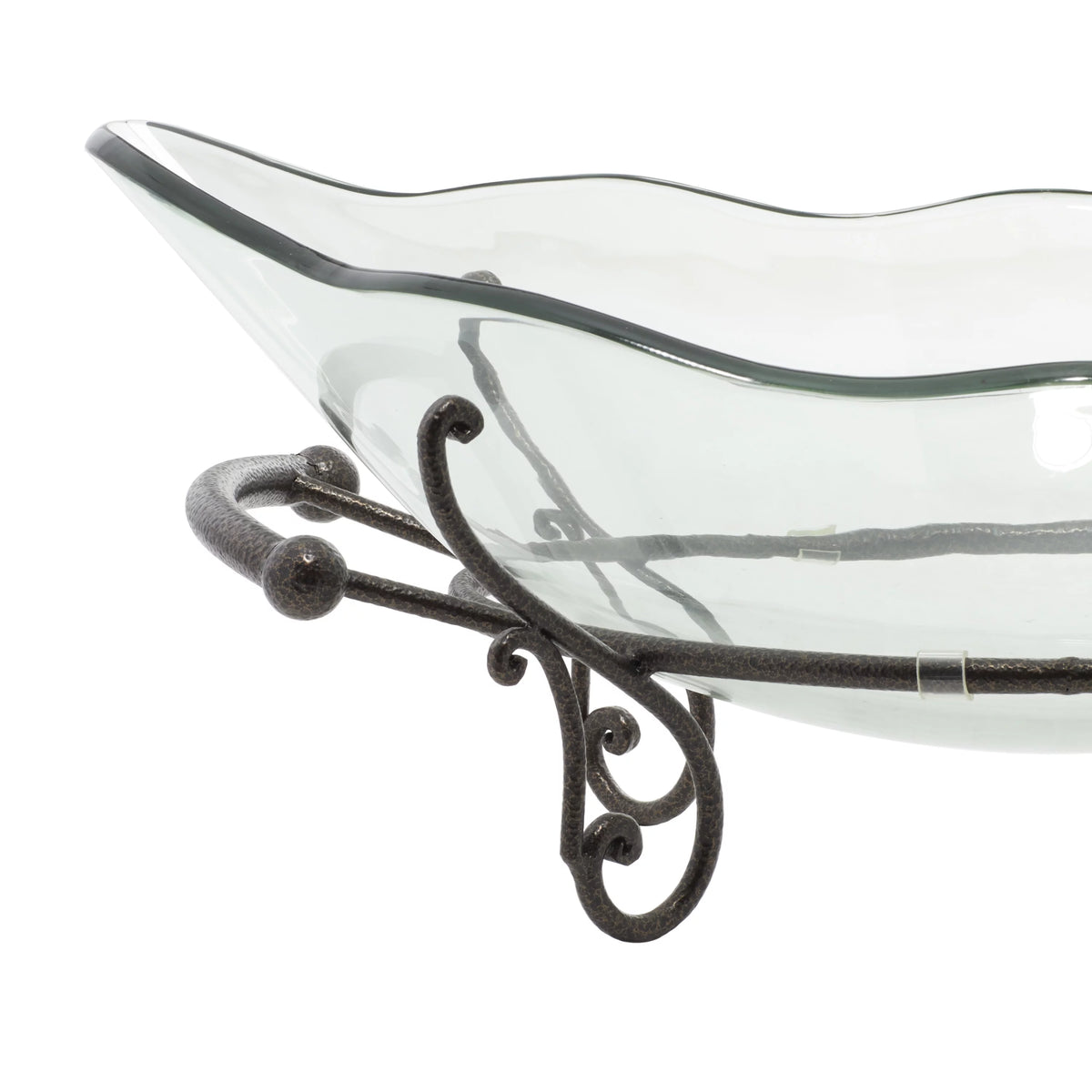 Clear Tempered Glass Serving Bowl with Metal Base C127427