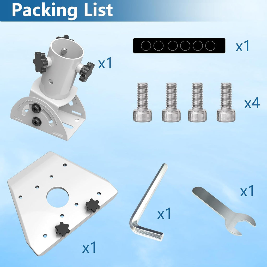 Pipe Adapter Roof Mount Pole Mounting Kit Wall Plate Mount with 160 Degree Tilt Adjustable for Starlink Gen 3 Standard Dish N974