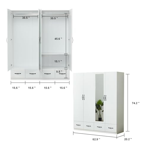 Gray Wooden Armoire Wardrobe with 3 Drawers B79210