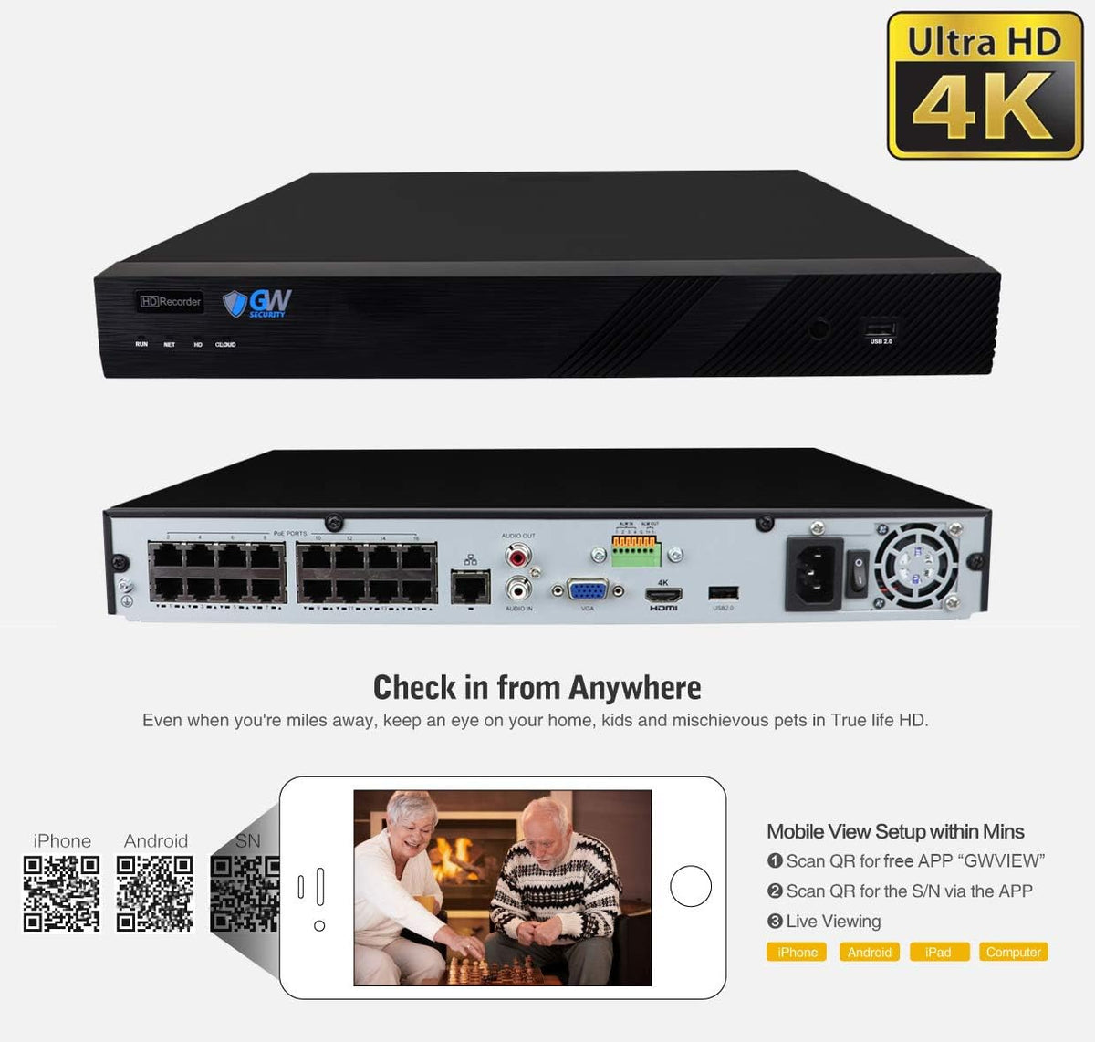 16 Channel 4K NVR 5MP Security Camera System with 12 Dome PoE Cameras and 4TB Hard Drive E469533
