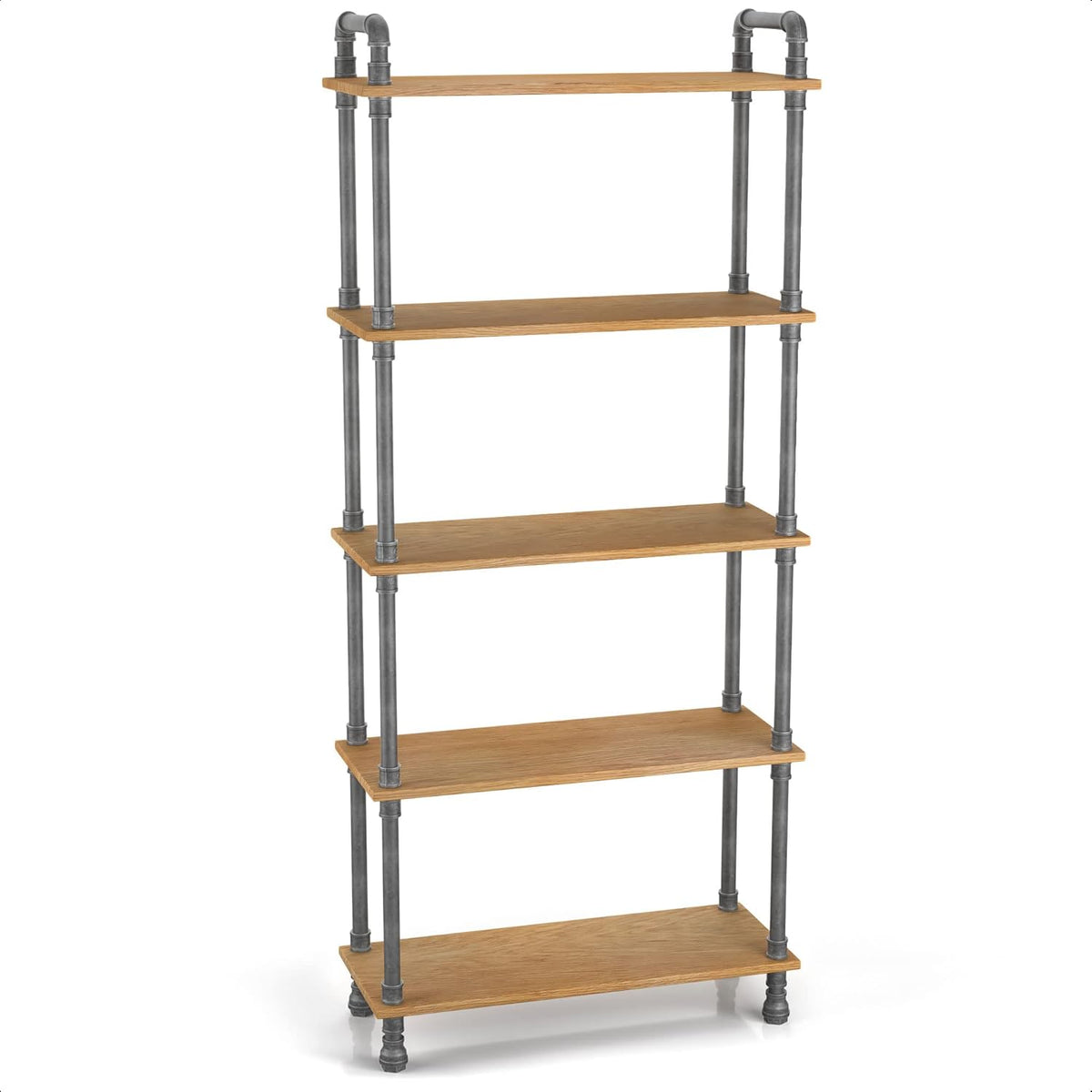 5-Tier Pine and Metal Etagere Bookcase F9769