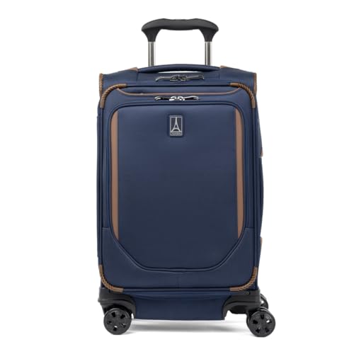 Lightweight Softside Expandable Carry on Luggage, 8 Wheel Spinner Suitcase, Compact Carry On 20-Inch, Patriot Blue L839
