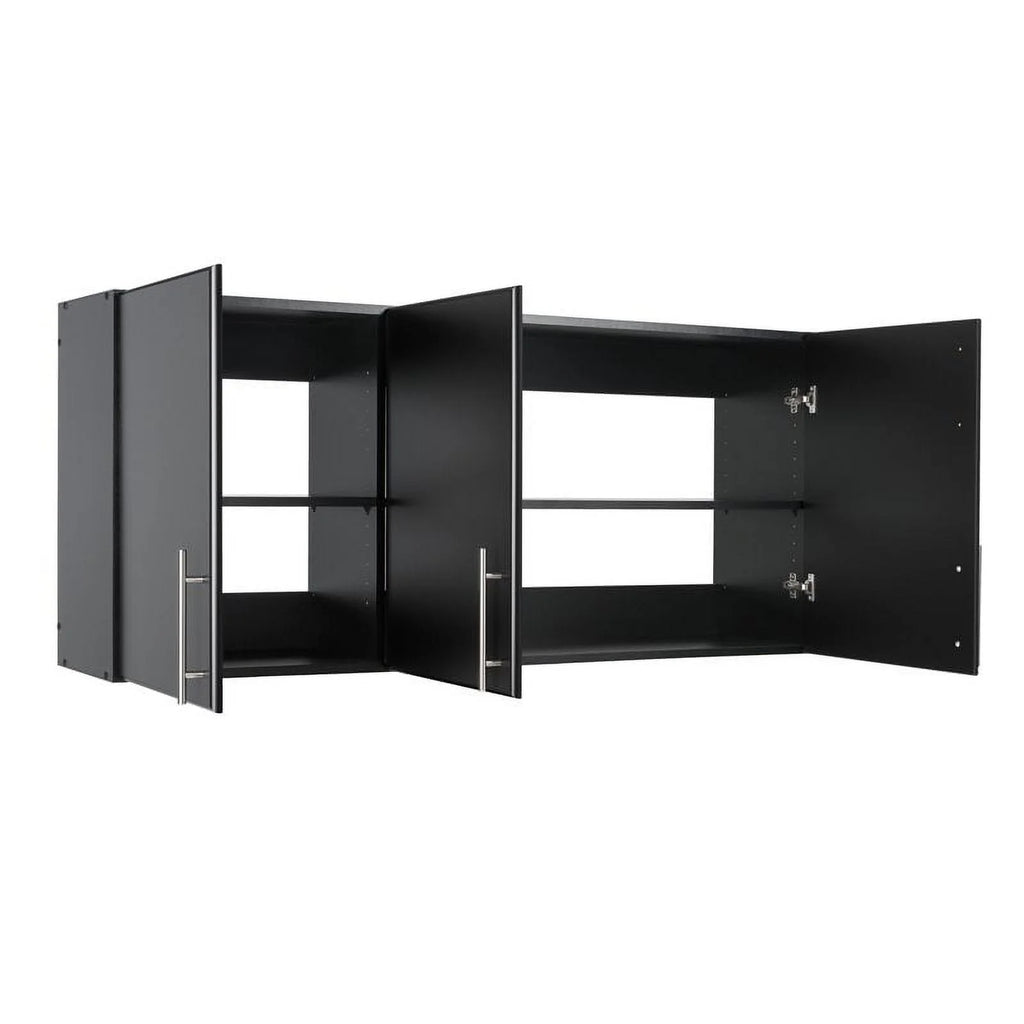 Black 2 Piece Wood Wall Cabinet Set with Adjustable Shelf R8755