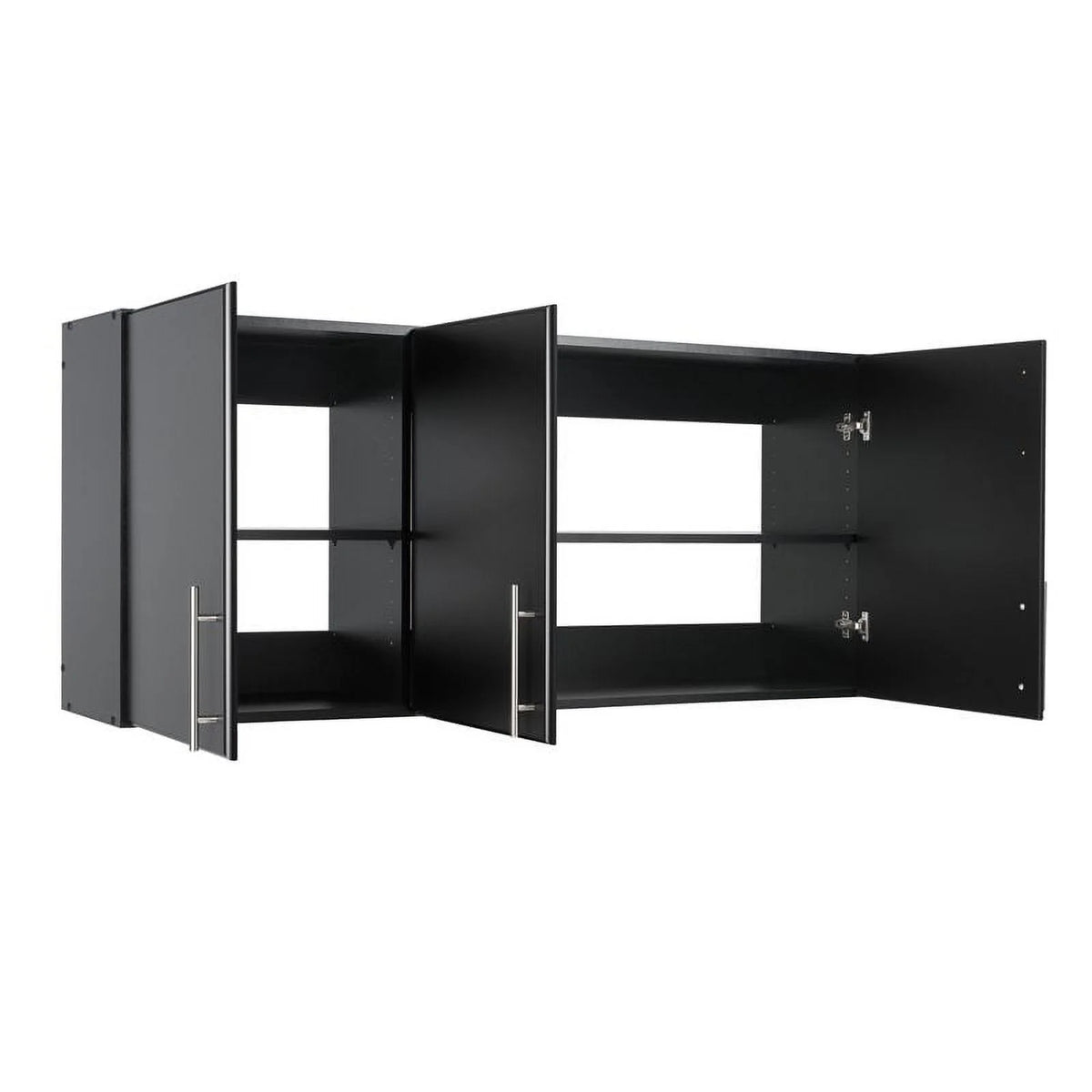 Black 2 Piece Wood Wall Cabinet Set with Adjustable Shelf R8755