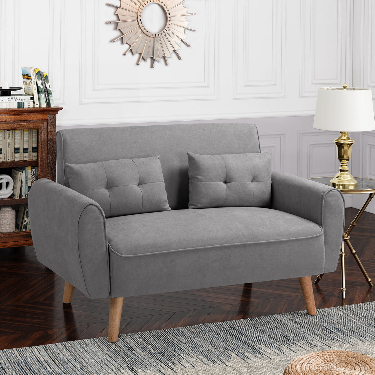 Dark Grey Fabric Upholstered 2-Seat Sofa C102