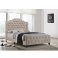 Beige Linen Tufted Panel Bed Queen X755748