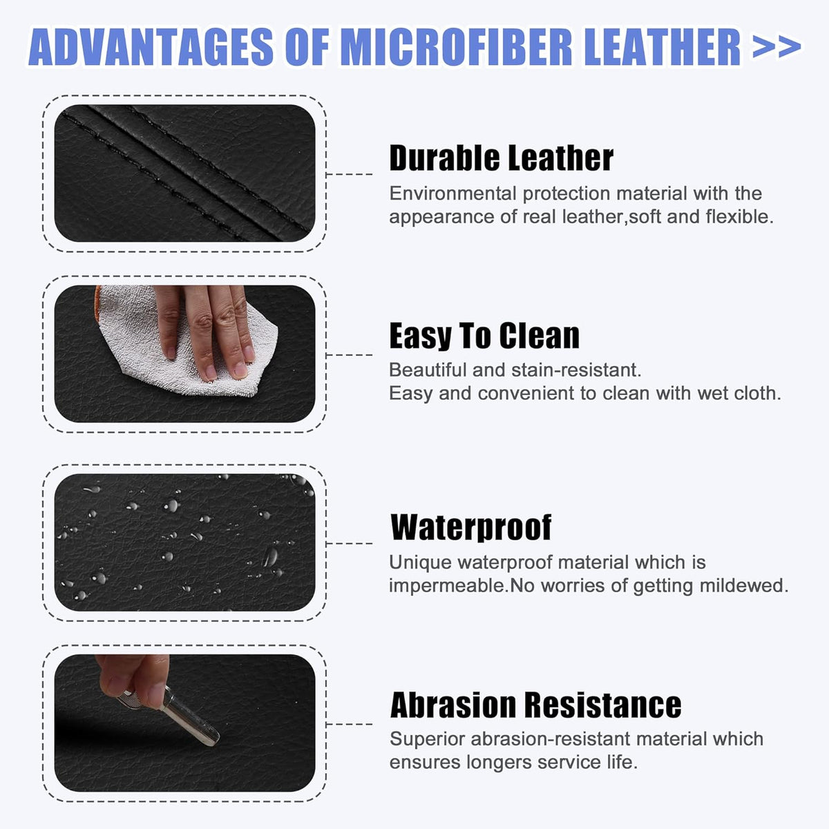 Black Microfiber Leather Center Console Lid Cover Protector E47014