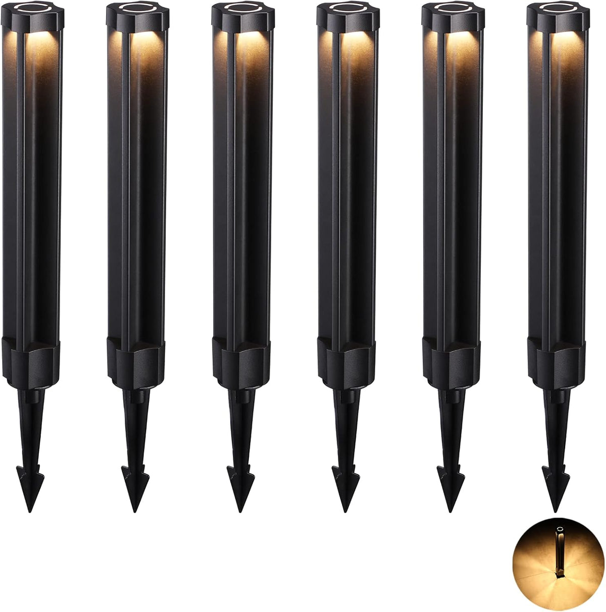 Black Die-Casted Aluminum Bollard Path Light, Pack of 6 I828340