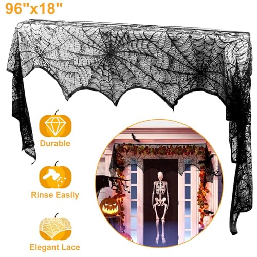 Black Lace Spider Web Fireplace Scarves J676259