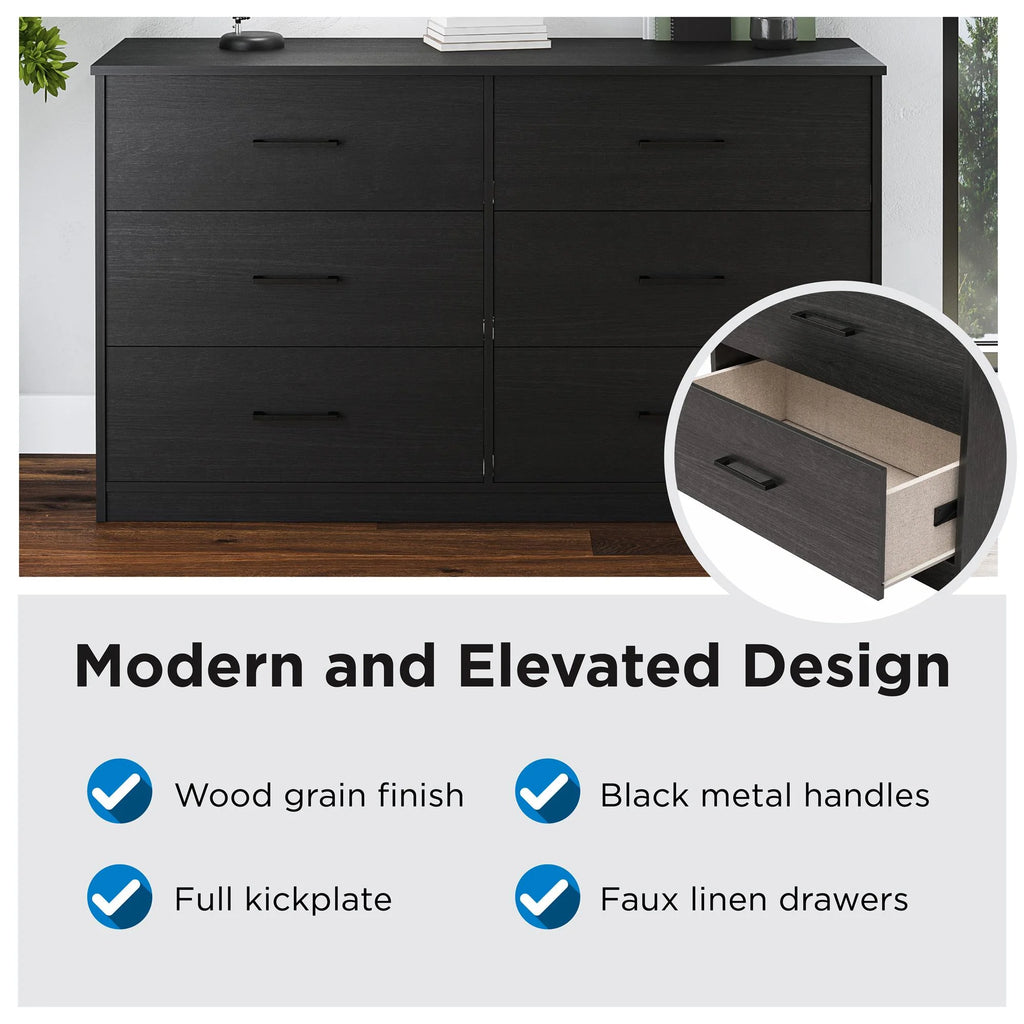 Black 6 Drawer Dresser V53327