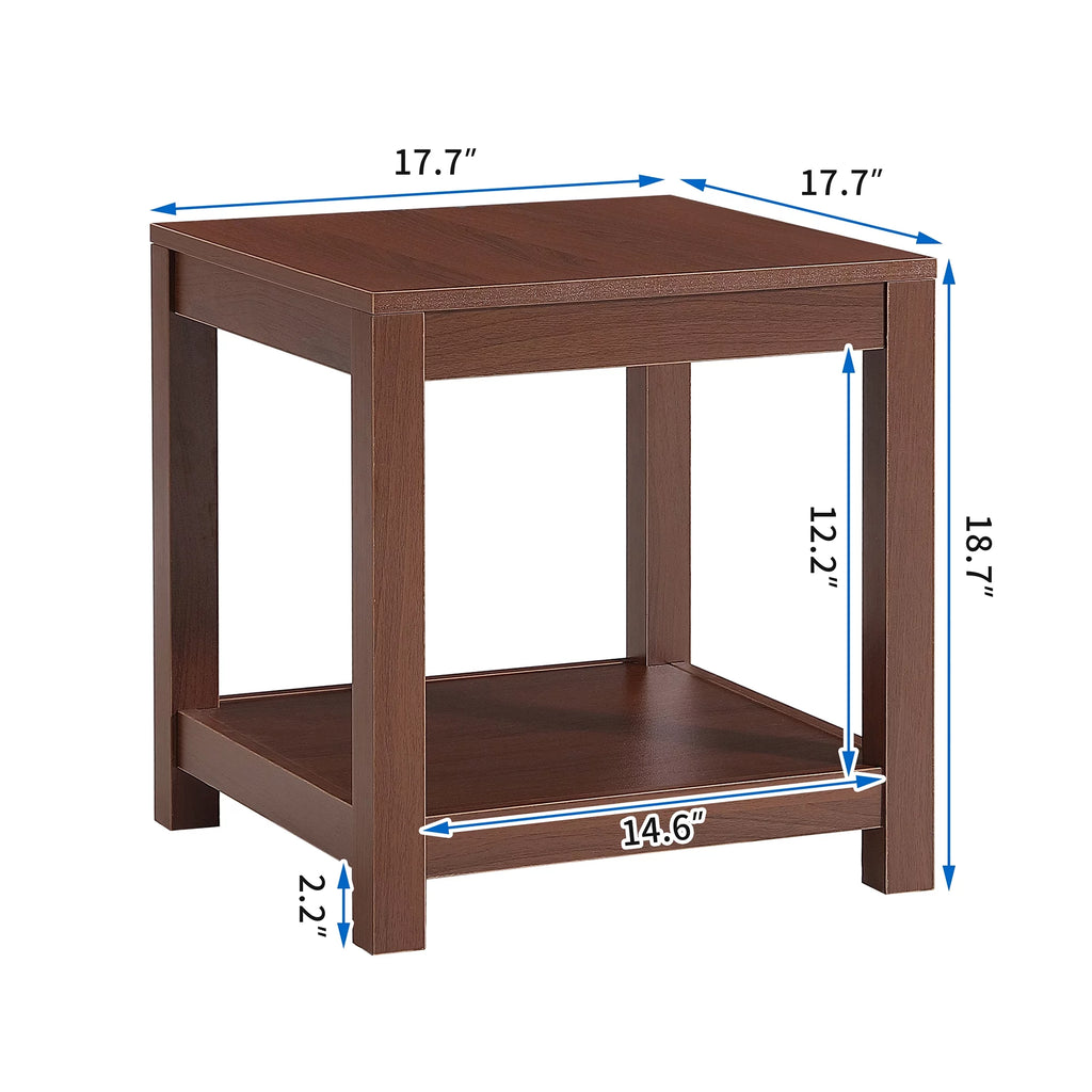 Brown 2-Tier Side Table with Storage Shelf D2120