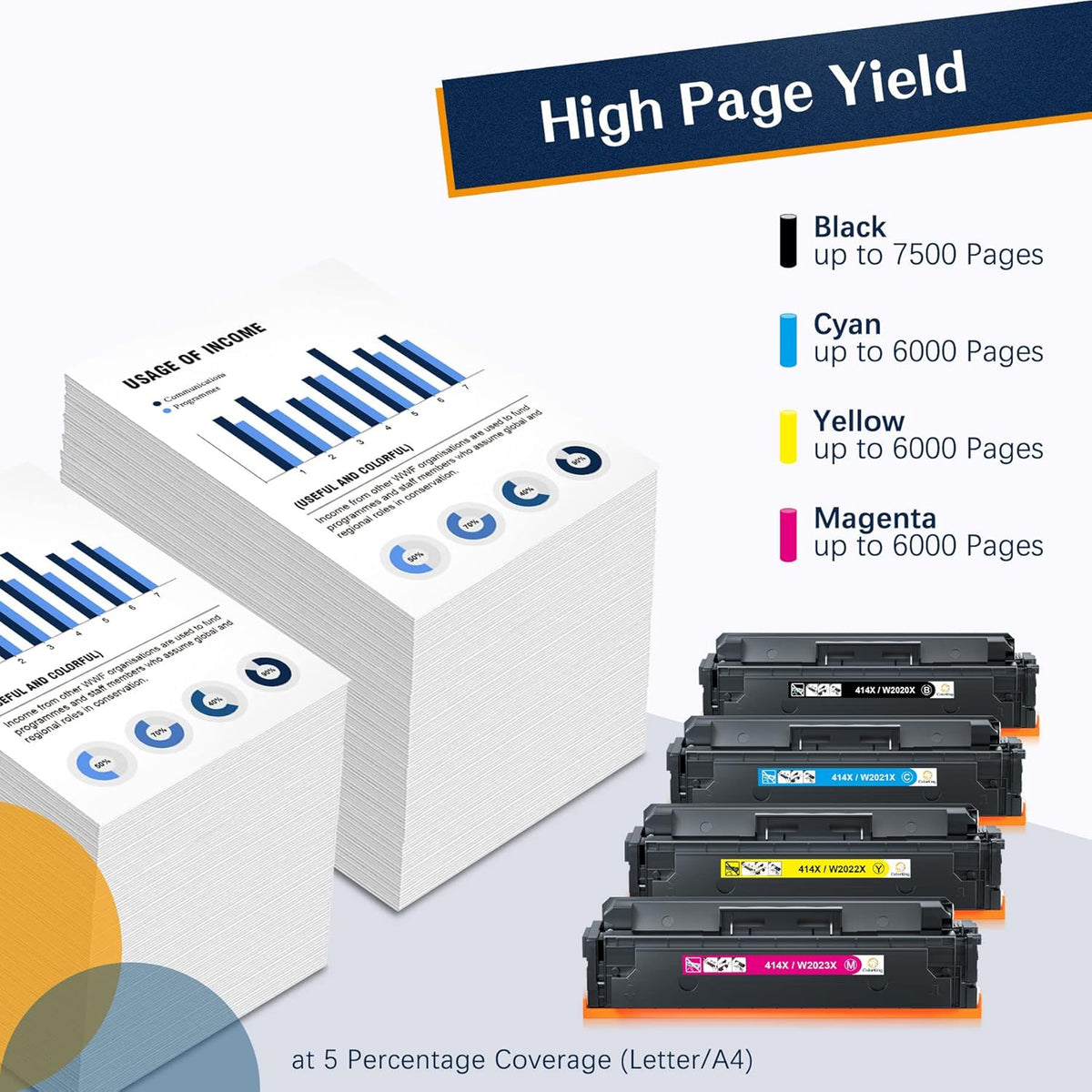 4-Pack High Yield Toner Cartridge for HP Printer U5433