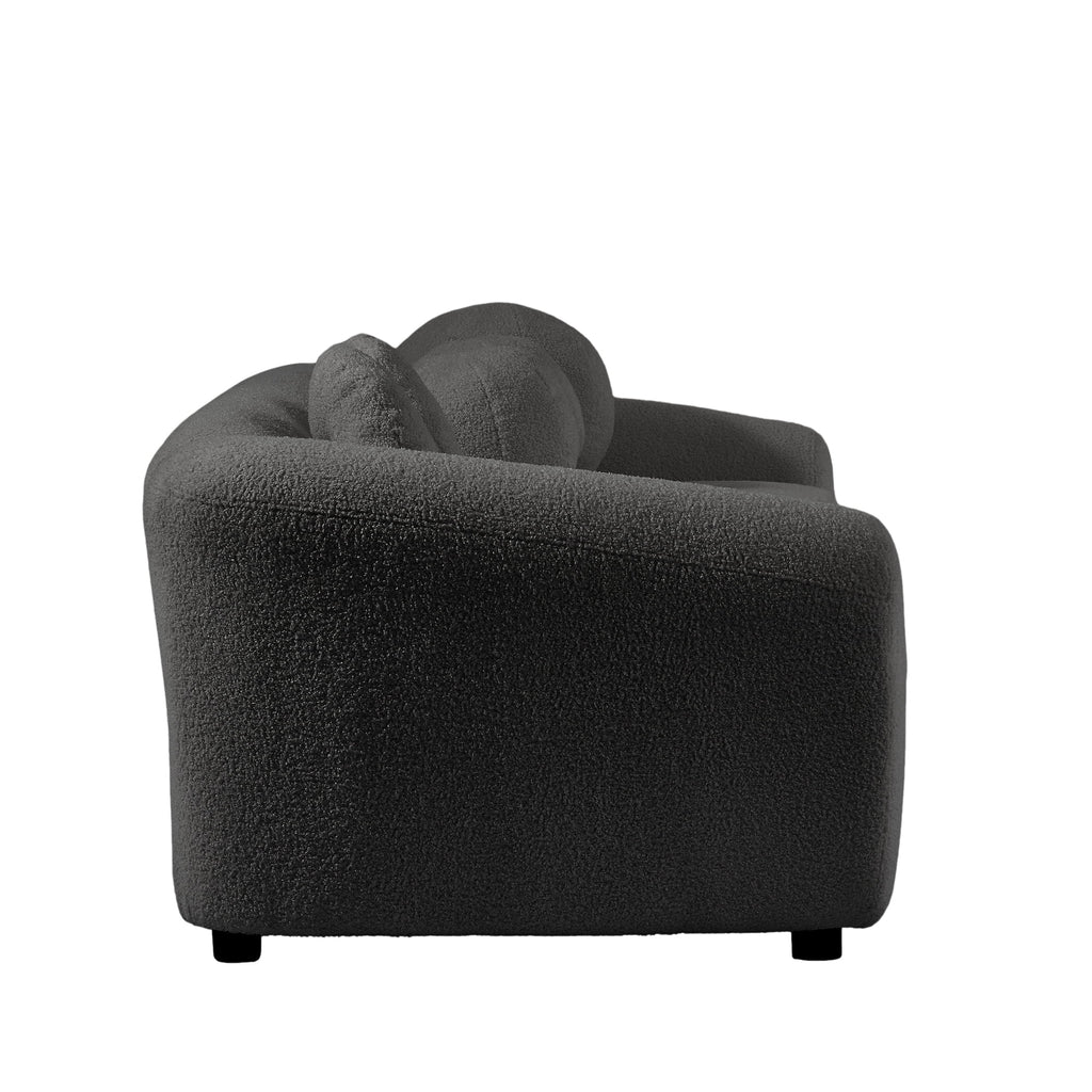 87.7" Gray Teddy Upholstered 3 Seater Sofa with 5 Pillows W780