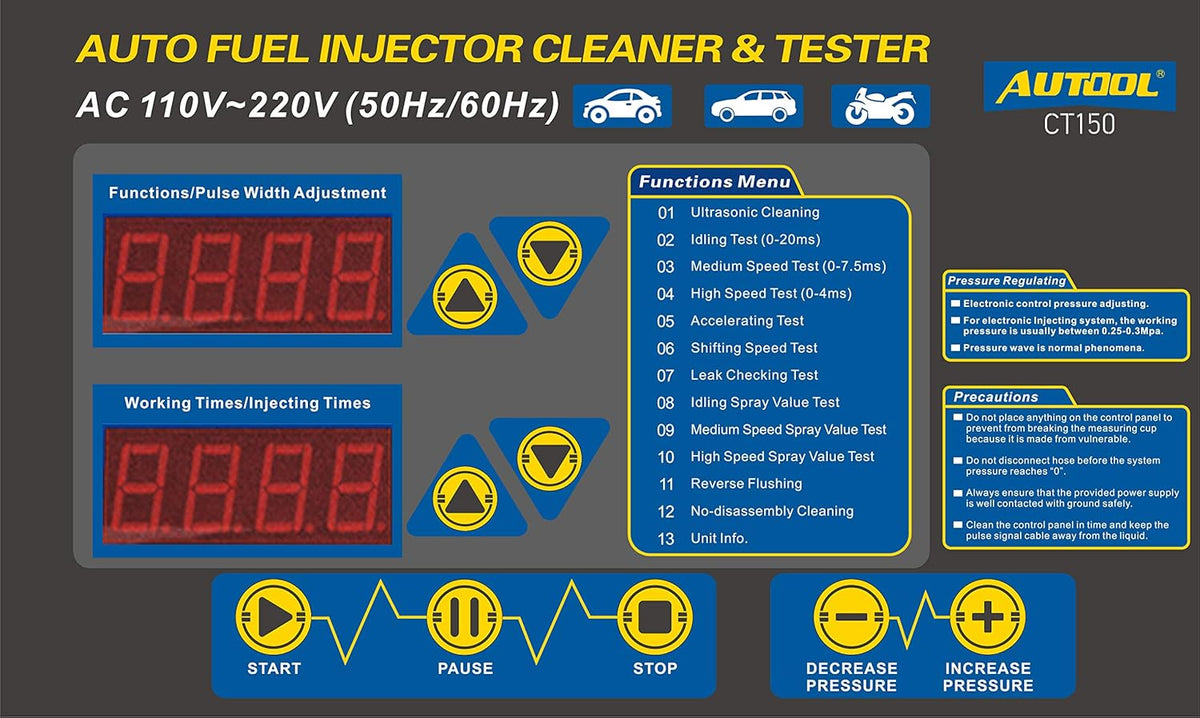Car Motorcycle Petrol Fuel Injector Cleaner Ultrasonic Cleaner and Injection Tester D36308