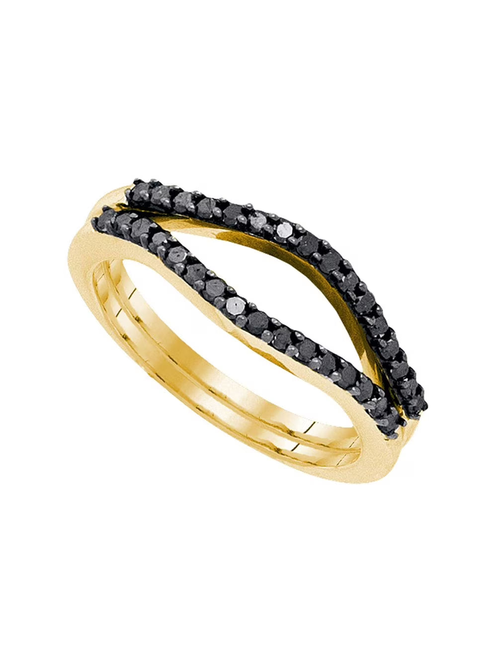 10kt Yellow Gold Black Diamond Wrap Ring Guard Enhancer 1/3 Cttw F723