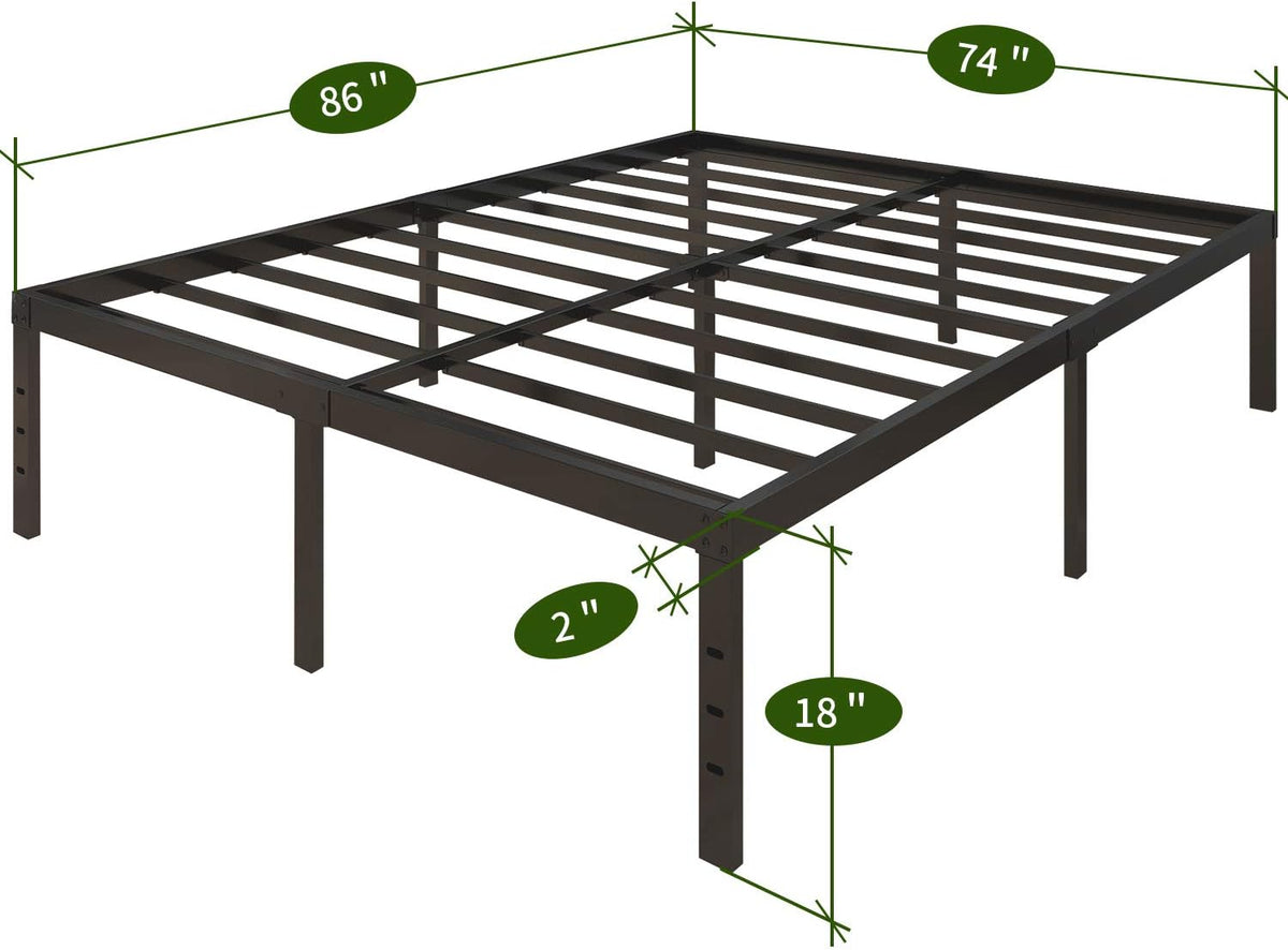 18 Inch Metal Platform Bed Frame Queen Black Y200