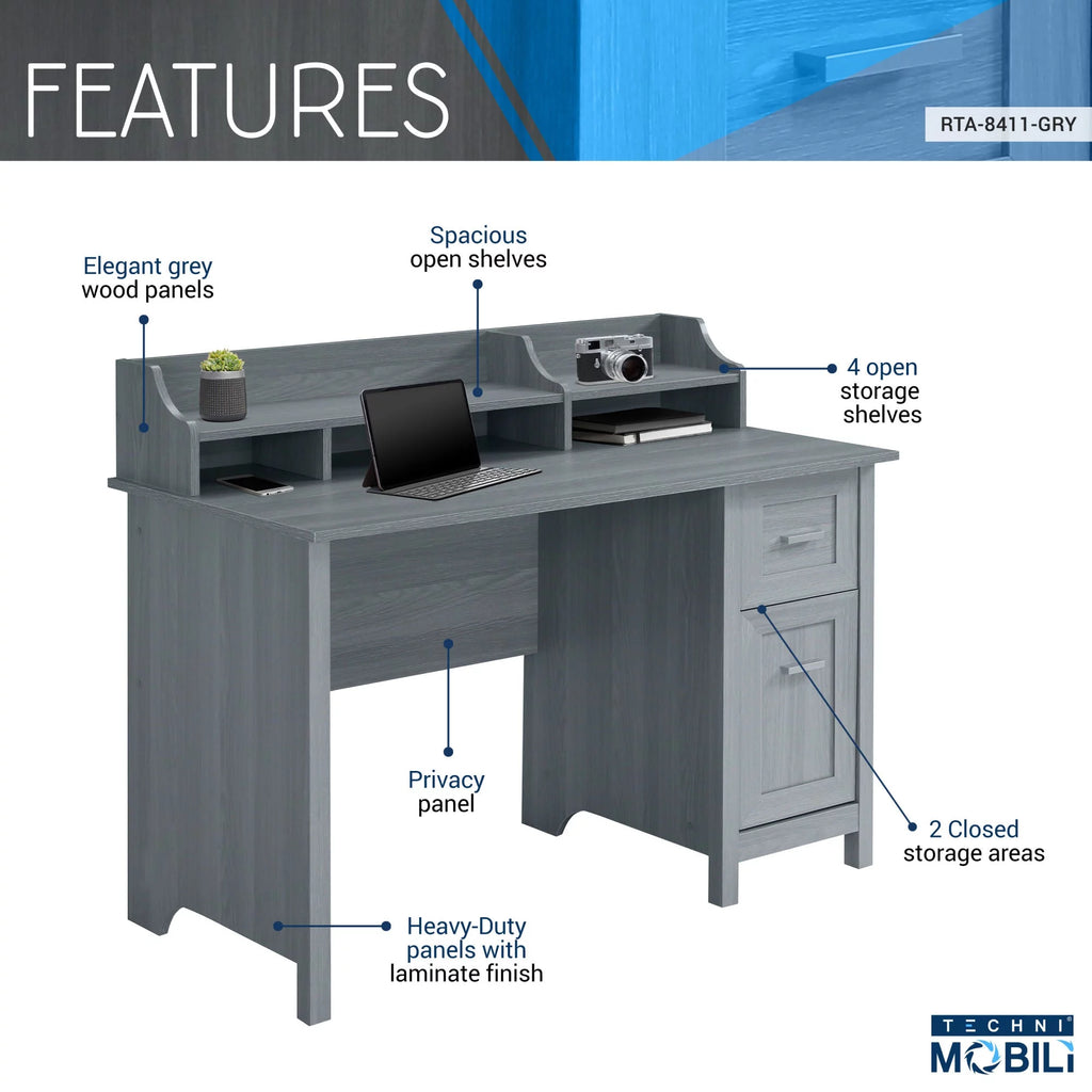 Grey Office Desk with Storage M5856