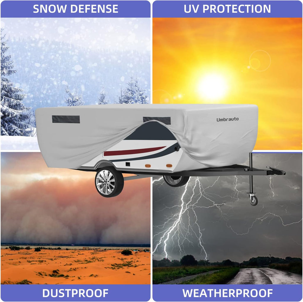 Gray Waterproof Polypropylene Pop Up Camper Cover for 12' - 14' Trailers C4885