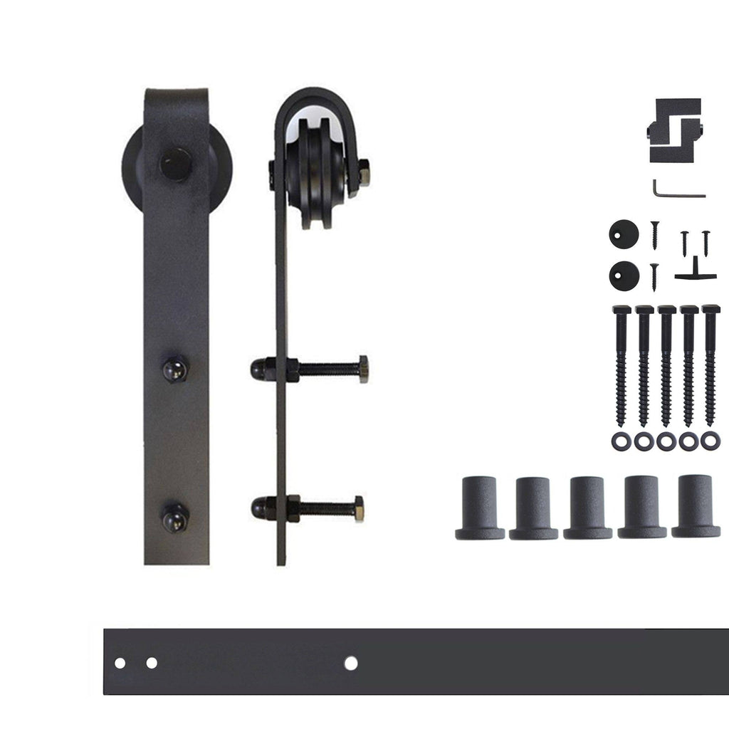 Black 7 ft. Sliding Barn Door Track and Hardware Kit L944