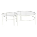 White Glass Round Nested Coffee Table Set of 2 N6504