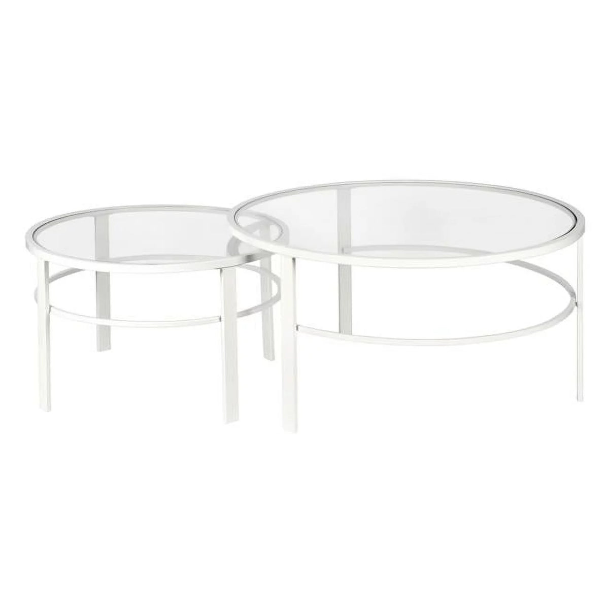 White Glass Round Nested Coffee Table Set of 2 N6504