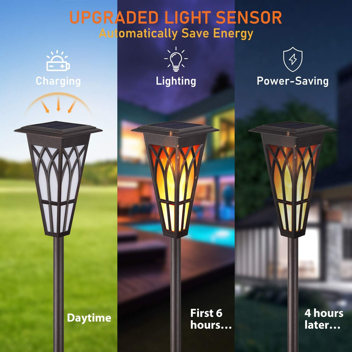 Solar Torch Lights 4 Pack, Solar Lights Outdoor Waterproof IP65 with 20 LED 2 Modes Auto On/Off Dancing Flickering Flames, Landscape Decoration Lighting for Garden Pathway Driveway Yard Deck Pool Path R6882