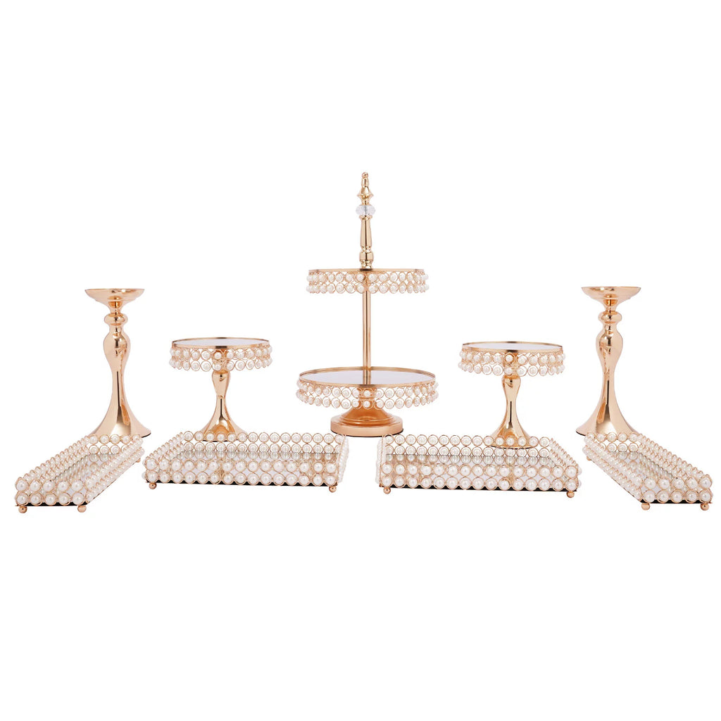 9 Pcs Acrylic Pearl Cake Stand Set C65477