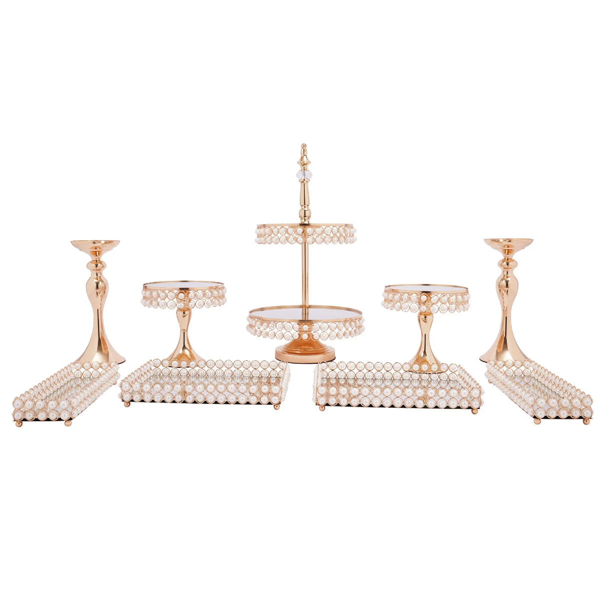 9 Pcs Acrylic Pearl Cake Stand Set C65477