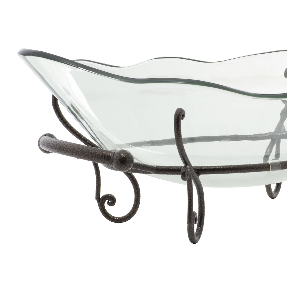 Clear Tempered Glass Serving Bowl with Metal Base C127427
