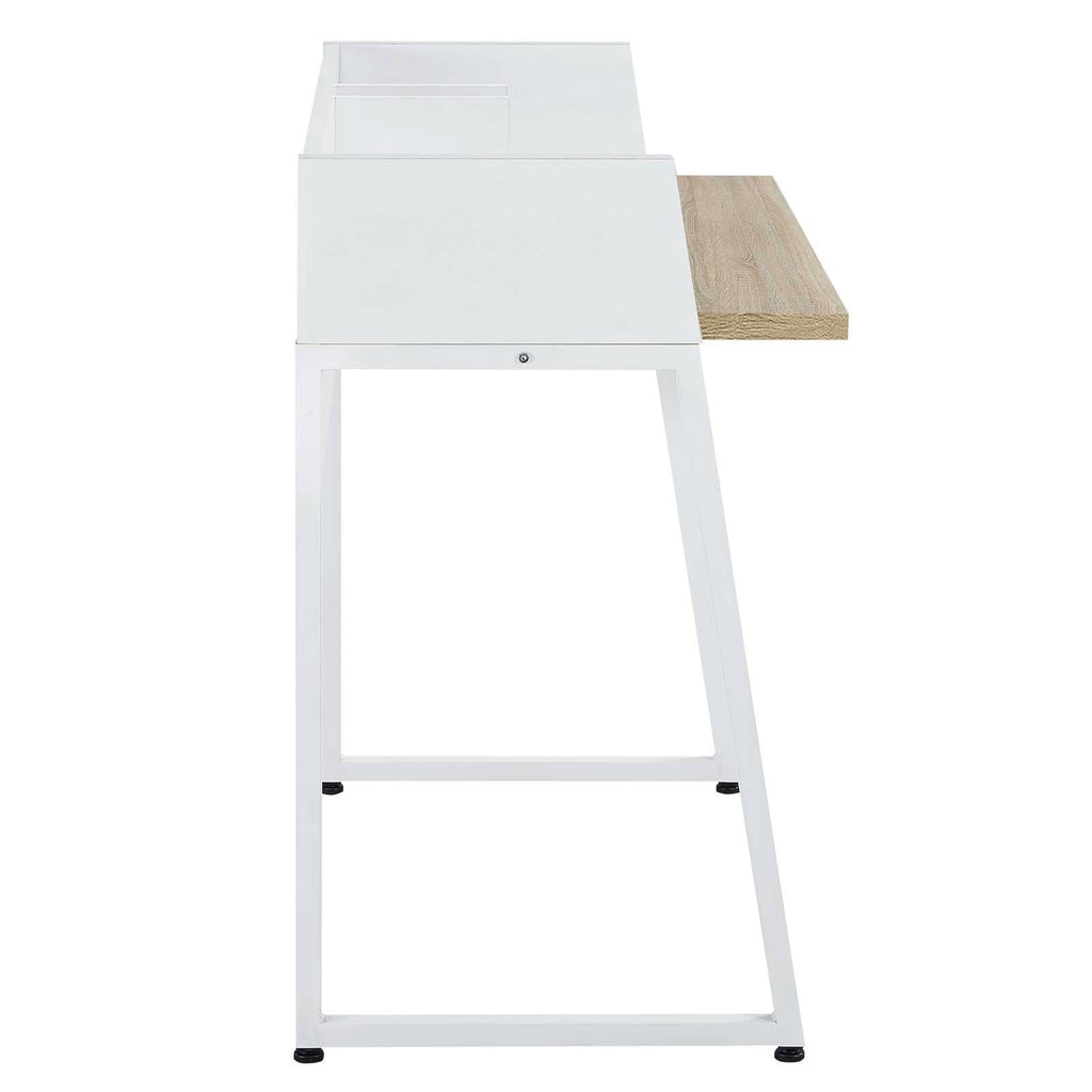 White Natural Wood Writing Desk O288736