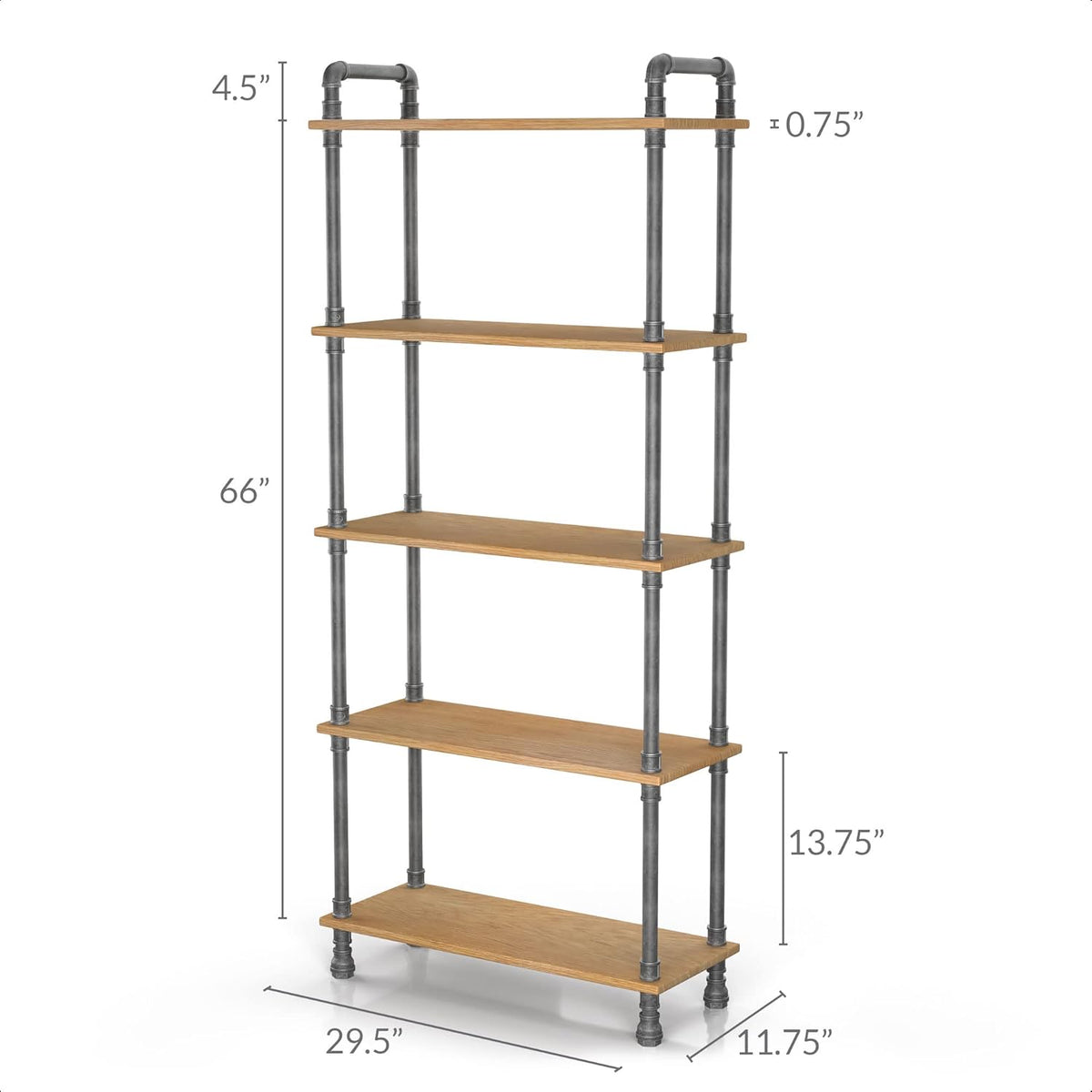 5-Tier Pine and Metal Etagere Bookcase F9769