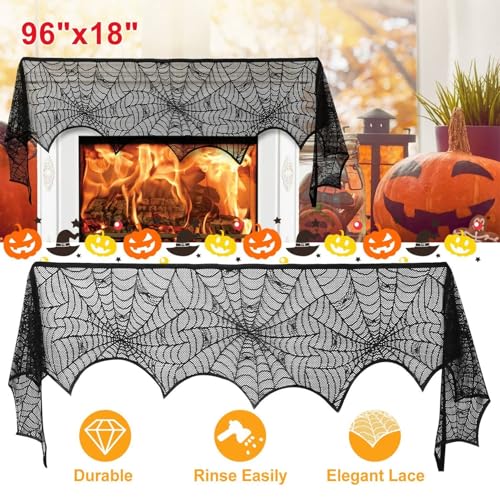 Black Lace Spider Web Fireplace Scarves J676259