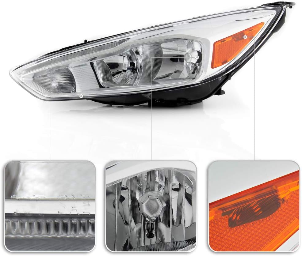 Halogen Chrome Housing LED DRL Headlight Headlamp Assembly O622