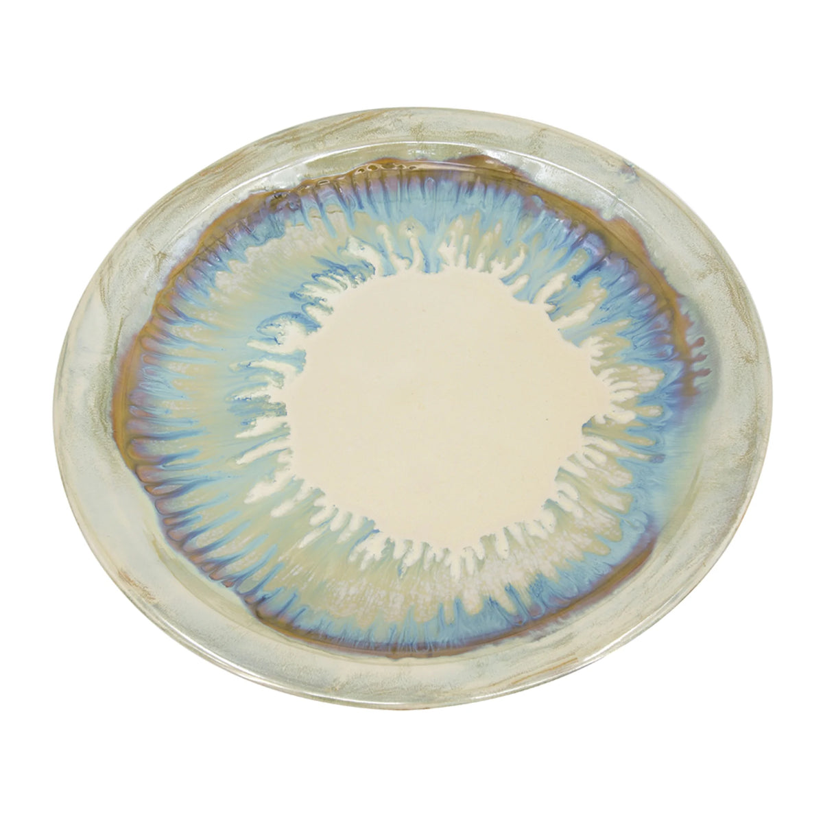 18" Blue and Beige Ceramic Charger with Stand B466294