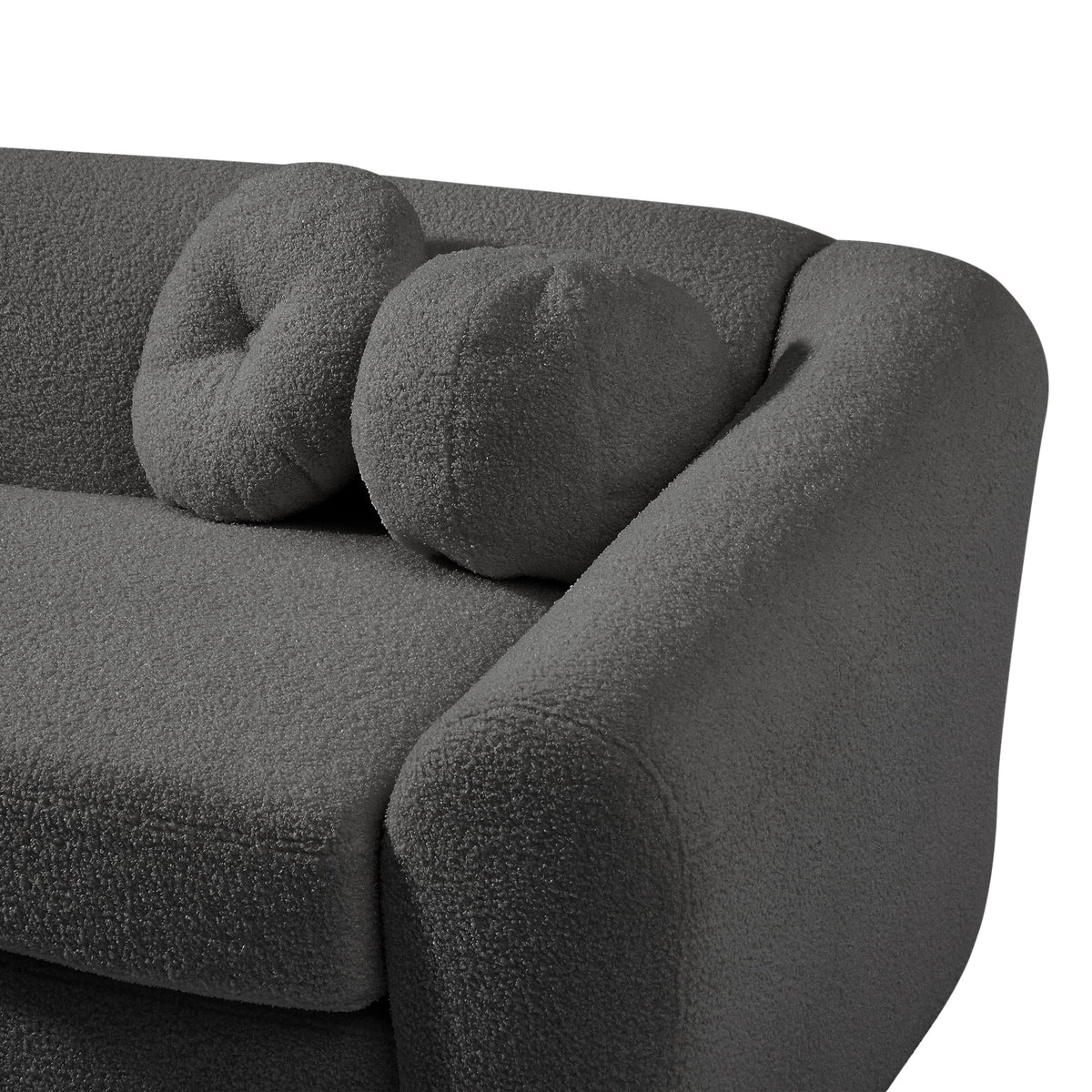 87.7" Gray Teddy Upholstered 3 Seater Sofa with 5 Pillows W780