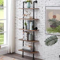 Rustic Industrial 5-Shelf Ladder Bookcase W300531