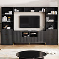 Black 4-Piece TV Stand with 13 Shelves, 8 Drawers and 2 Cabinets D967291