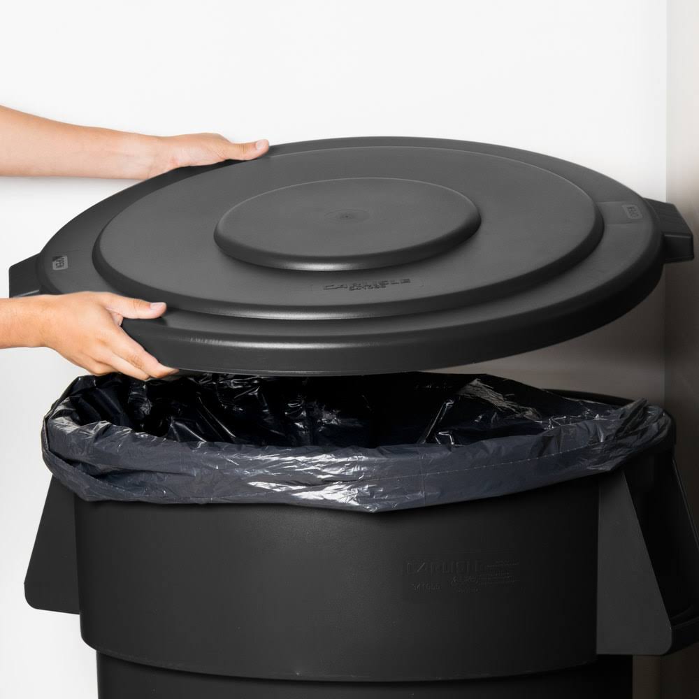 Black Flat Round Trash Can Lid K4558