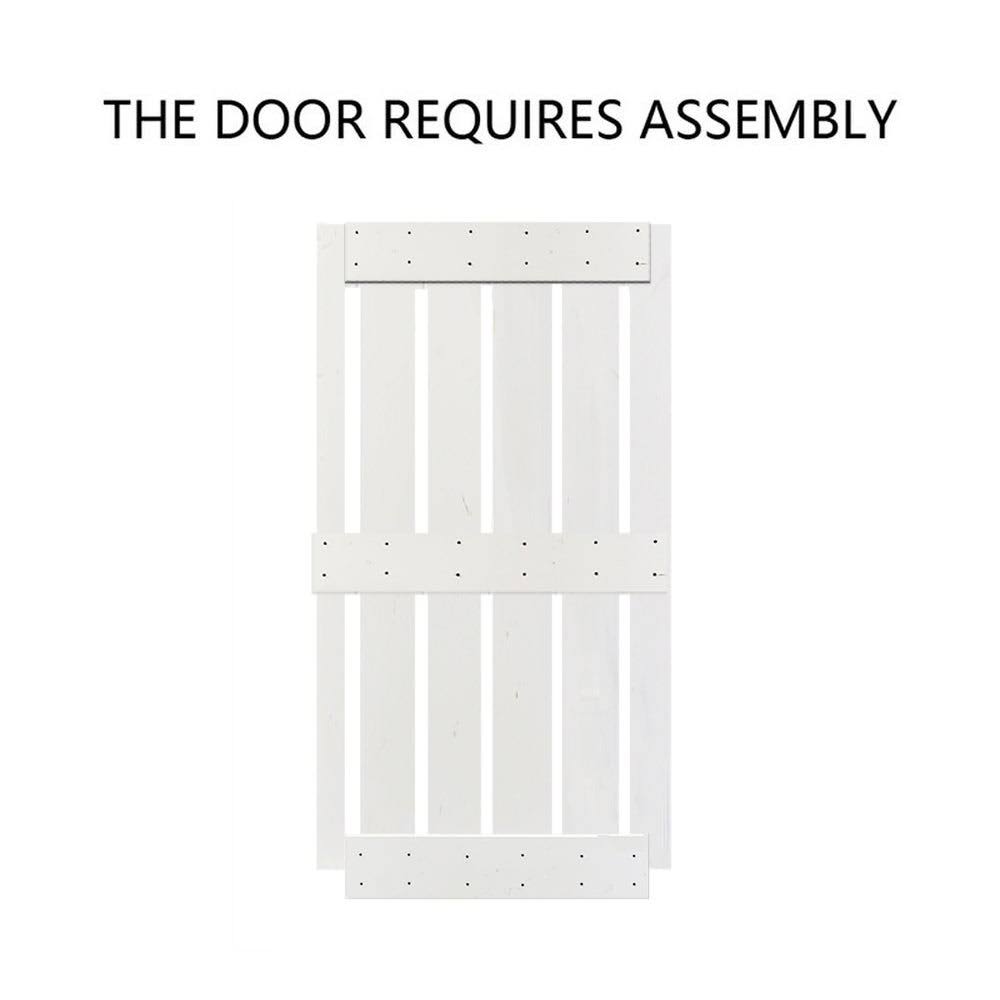 White Stained 2 Panel Solid Knotty Pine Wood Barn Door B2509