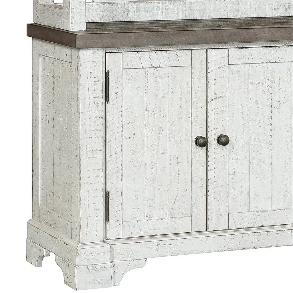 White Wood Credenza with Hutch W995273
